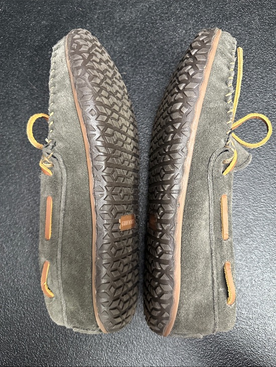 Minnetonka Grey Suede Moccasin Loafers with Tan Laces size 10 W main image 5